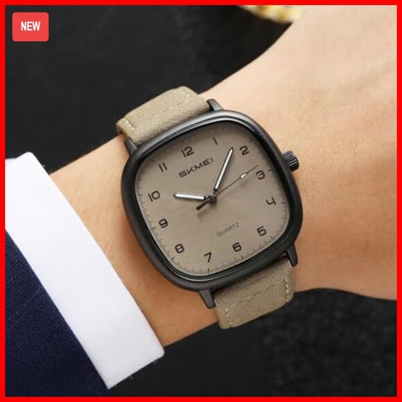 Square Analog Leather Watch Waterproof Unisex Gift Quartz Movement main image 7